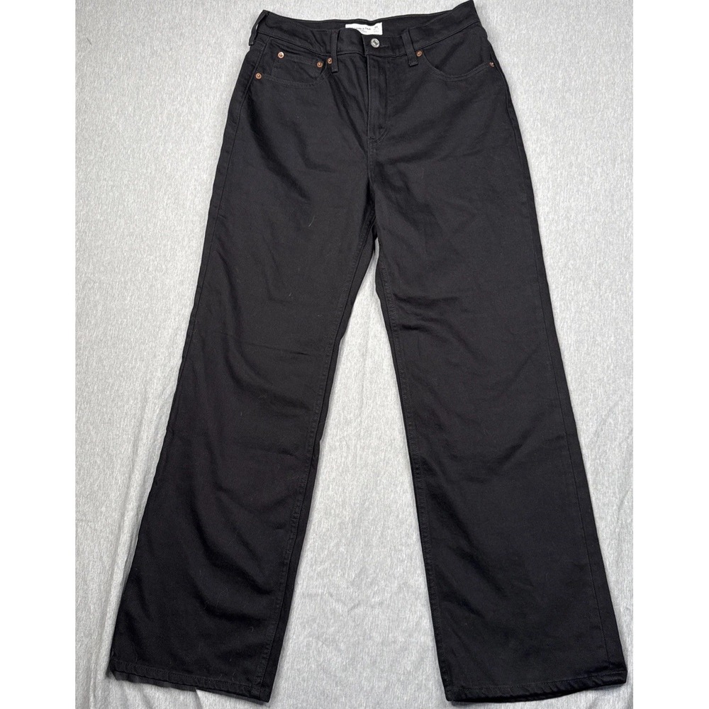 New Abercrombie & Fitch High Rise 90's Relax Jean Flare Black Women Sz 28/6